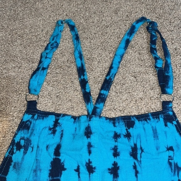 Torrid 3.5” Stretch Linen Blend Shortall Turquoise Tie Dye 3X - Picture 5 of 11